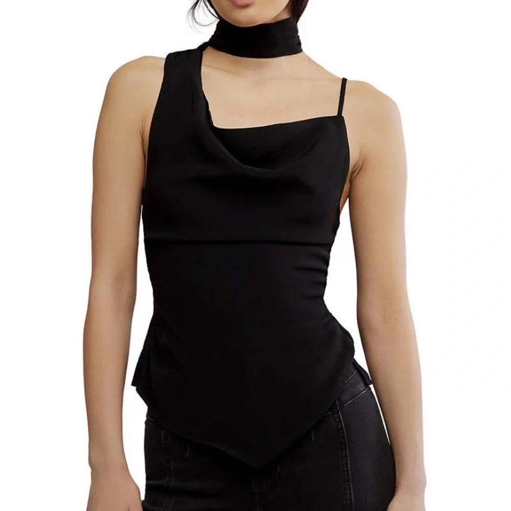 Free People True To You Black Asymmetric Tank